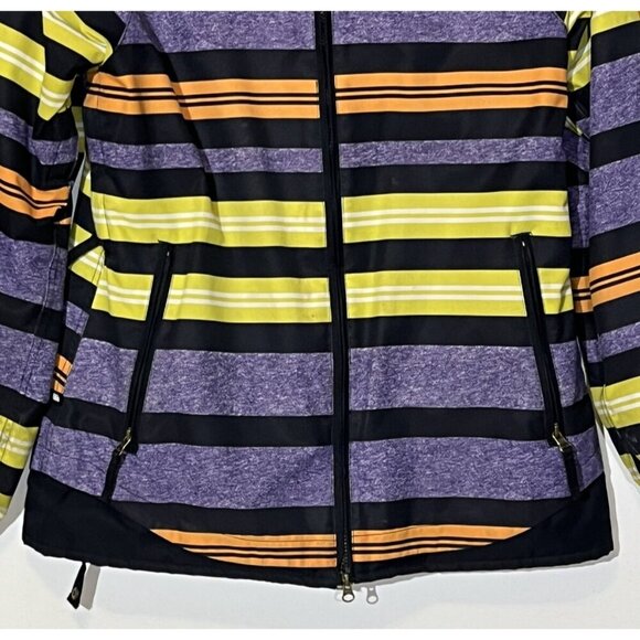 686 Manual Heather Iris Striped Insulated Hooded Zip Ski Snowboard Jacket - Picture 14 of 16